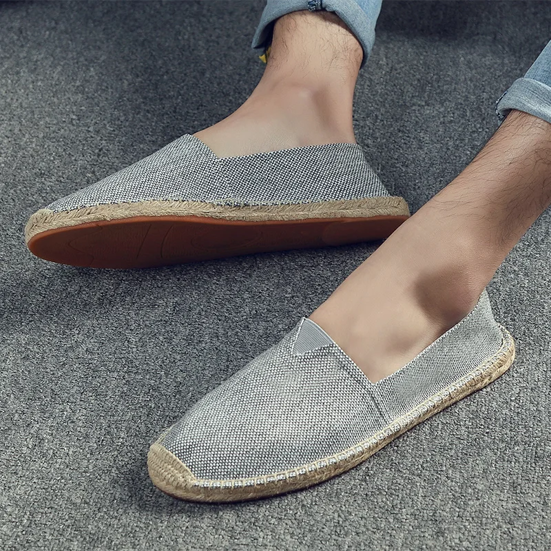 Summer Fisherman Shoes Canvas Straw Woven Sole Comfortable Simple Comfortable Women's Casual Shoes Men Vulcanized Shoes 3