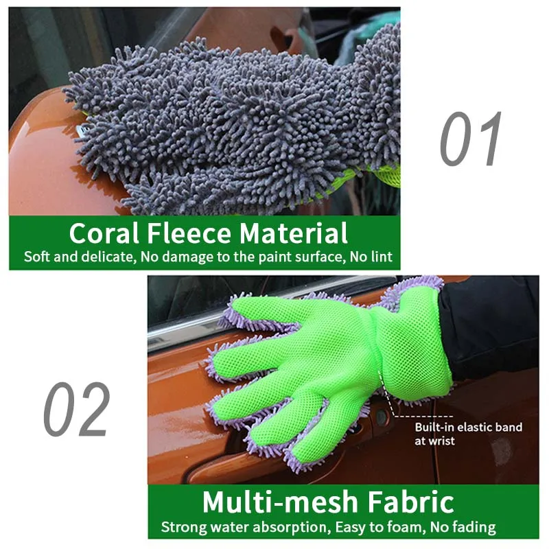 Double-sided Microfiber Car Wash Gloves Multifunctional Cleaning Brush Detailing Washing Gloves Car Cleaning Tool Home Use car cleaning gloves microfiber car mitt microfiber cleaning gloves microfiber washing gloves microfiber gloves