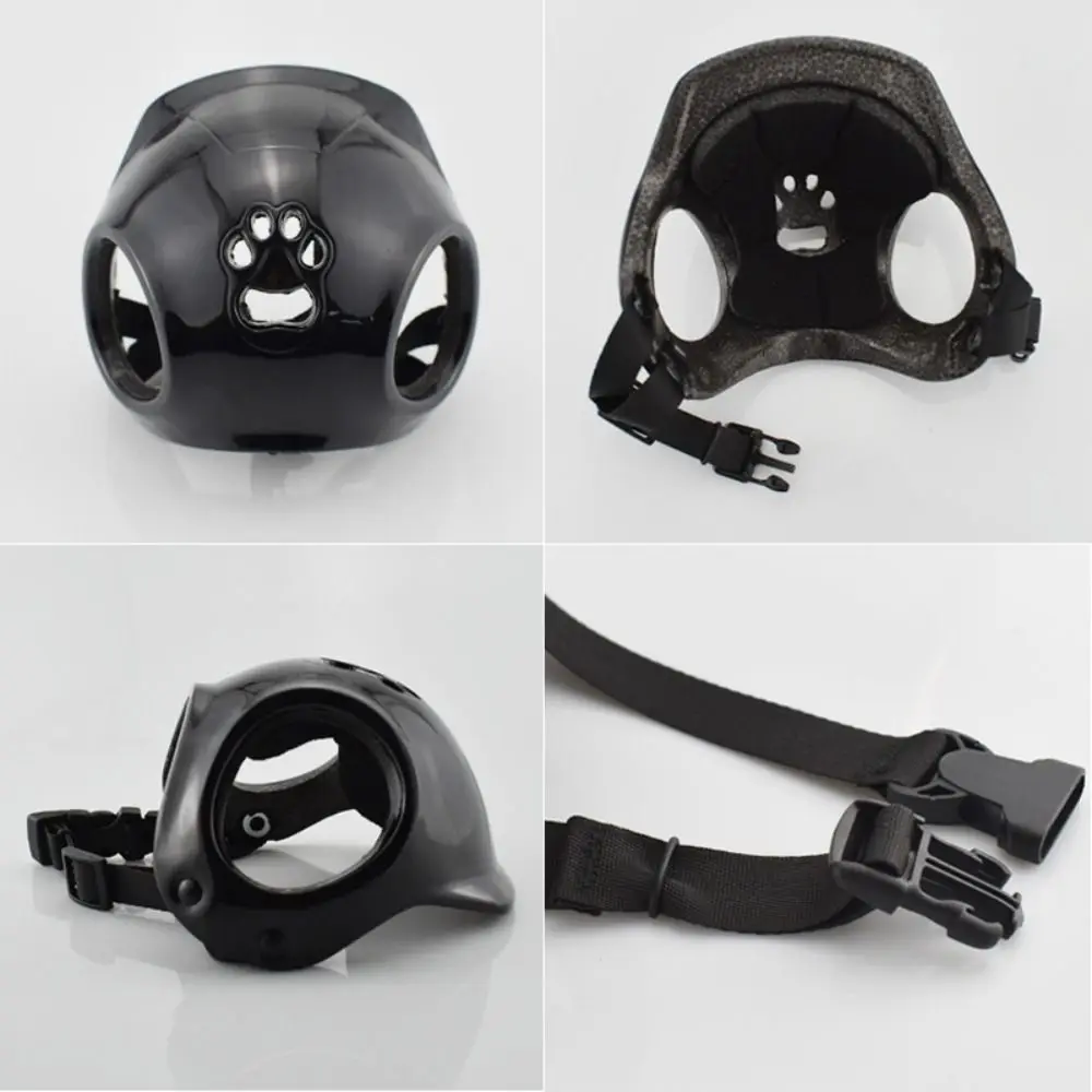 Plastic Pet Dog Helmets With Ear Holes Solid Color Puppy Safety Helmet Handsome Adjustable Straps Pet Motorcycle Headgear Cat