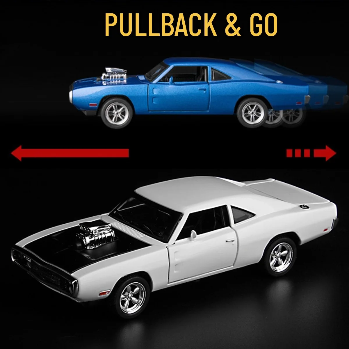 1:32 Dodge Charger 1970 Diecast Pullback Muscle Car Model Repilca with Light Sound Scale Alloy Miniature Kid Boy Xmas Gift Toy