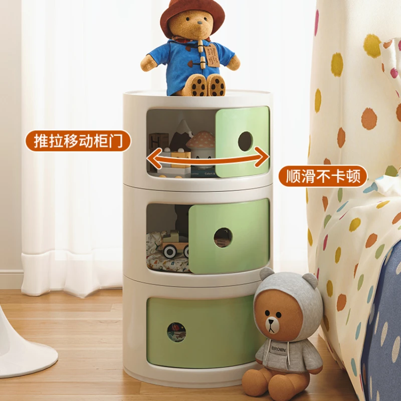 /Bedroom round bedside table narrow side small cabinet