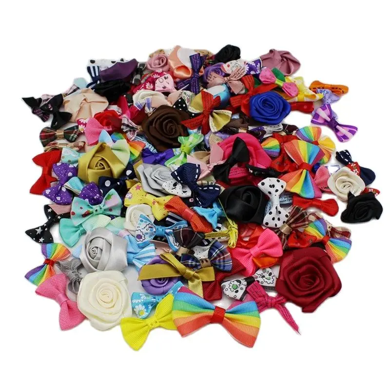 

20/50ocs mix ribbon bows Small size Polyester Satin ribbon Flower Decoration Love gift ribbons crafts handmade supplies
