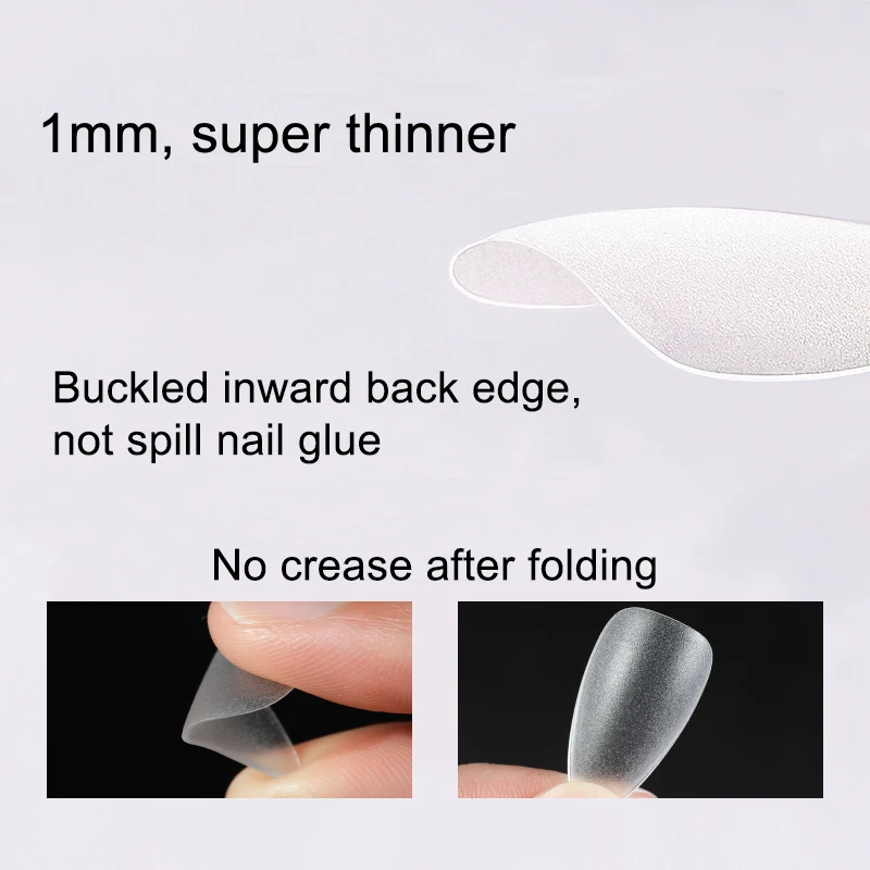 Fake Nails 420PCS Matte Almond Coffin T Shape Full Cover Frosted Artificial Nail Soft Gel Tips