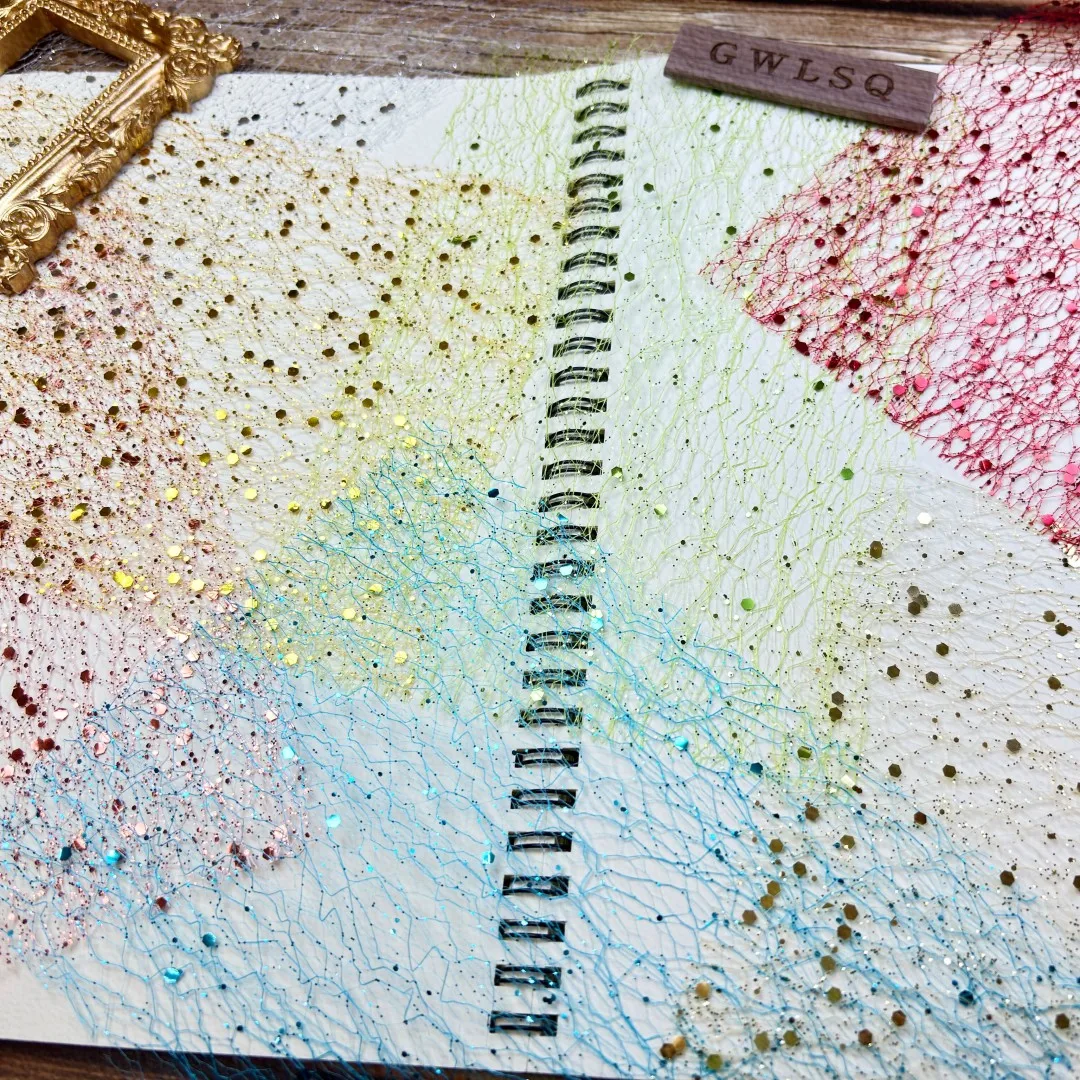 10Pcs 컬러 반짝이 장식 조각 레이스 거즈 아트지 Scrapbooking 장식 DIY 정크 저널 플래너 콜라주 배경 종이 소재