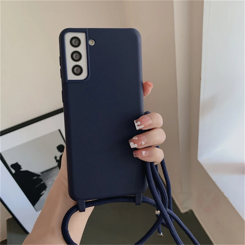 Soft Silicone Lanyard Cord Strap Phone Case with Rope Cover