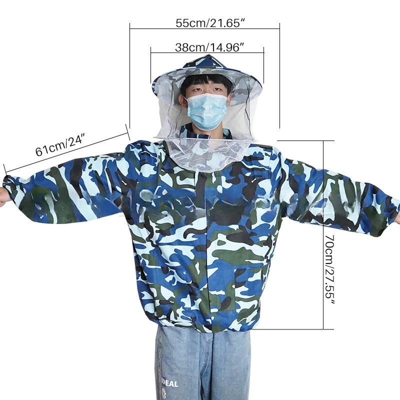 Foldable Beekeeping Suit Jacket Veil Set Double Zippered Beekeeping Protective Suit anti-bee Beekeeper Clothing with Hat