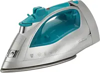 1400W Iron with 8' Retractable Cord, Large Anti-Drip Nonstick Stainless Steel Soleplate, Horizontal or Vertical Shot of Steam 1