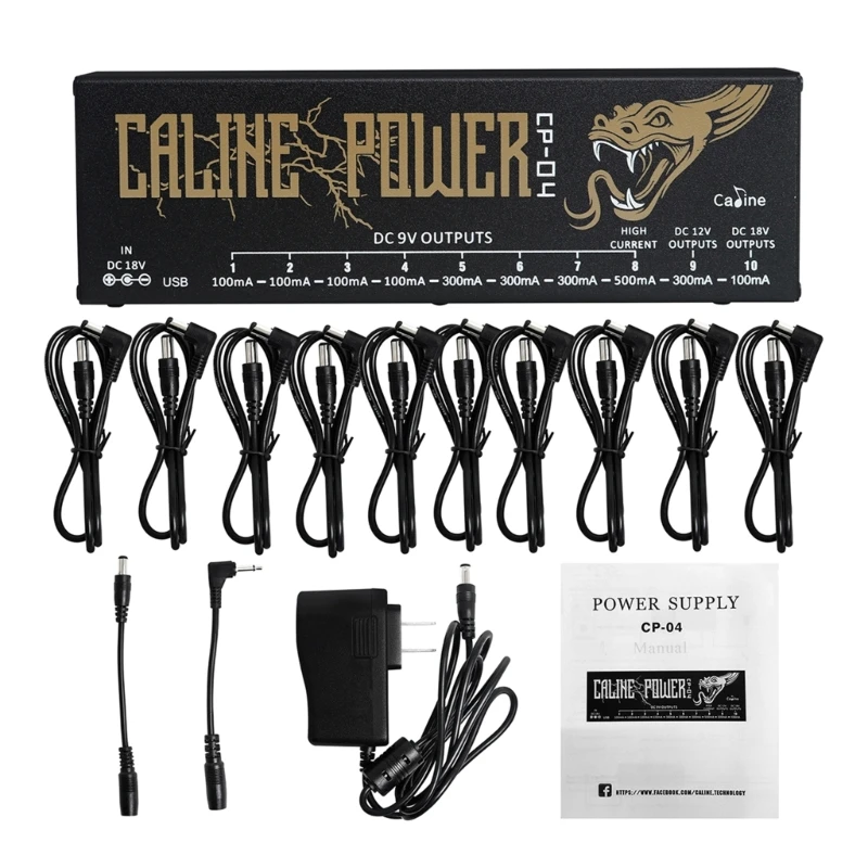 

Portable Effect Pedal Power Supply 10 Way DC Outputs Guitar Pedal Power Supply for Charging Speaker, Musical Instruments