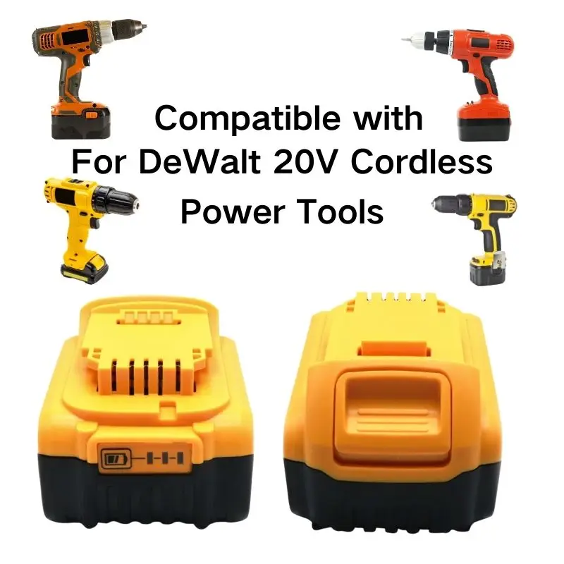 Aoae 충전식 전동 공구 배터리, DEWEI 20V 12000mAh, LED 리튬 이온 교체, DCB205 DCB184 DCB200