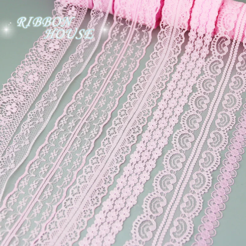 (10 Yards/Rolle) Rosa Spitzenband Dekoration Schönes Geschenkverpackungsmaterial – Detail 2