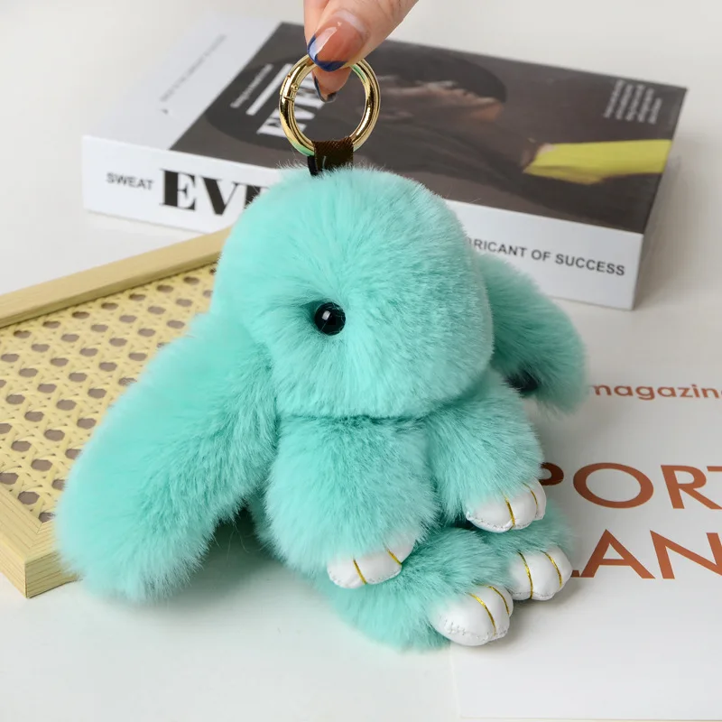 Rabbit Keychain Plush Ball Keychain Women's Bag Pendant Car Key Accessories Plush Doll Toy