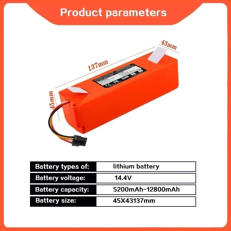 Original Li-ion Battery 14.4v Robotic Vacuum Cleaner Replacement Battery for Xiaomi Robot Roborock S50 S51 S55 Accessory Spare