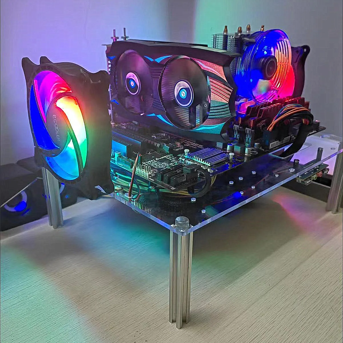 Acrylic open matx assembly desktop computer transparent plexiglass atx small main chassis diy