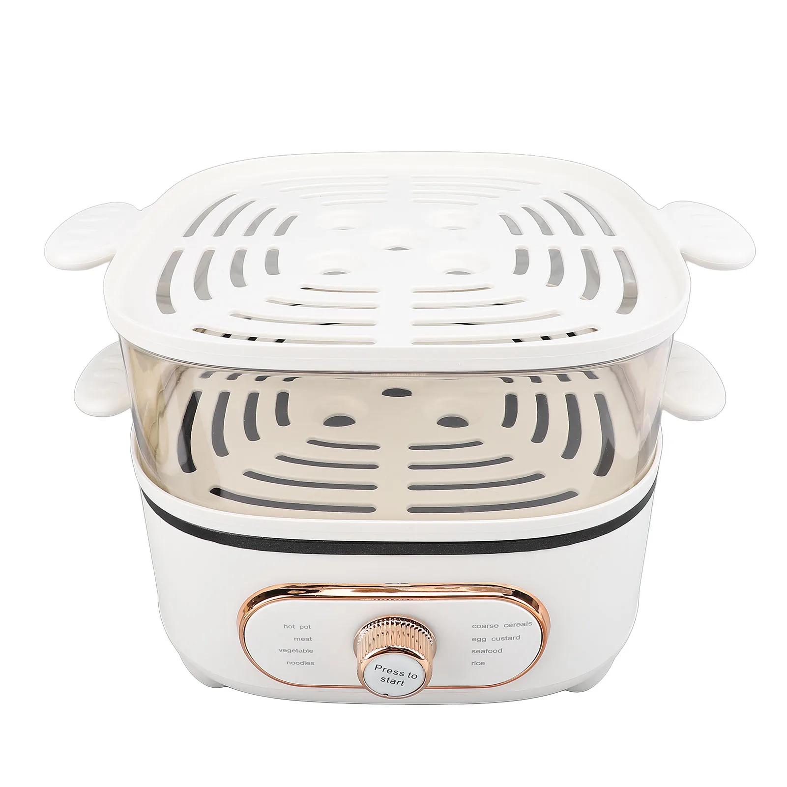 2 Tier Electric Steam Pot 1200W 10.5L Stackable Multipurpose Cooker Electric Hot Pot with Steaming Plate for Soup Noodles Oatmea 4