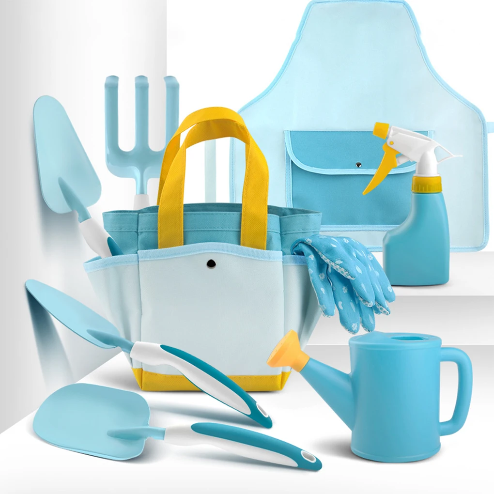 Kids Gardening Tool Set, All in One Garden Toys Set Including Kids Watering Can, Children Gardening Gloves, Shovel, Rake, Apron