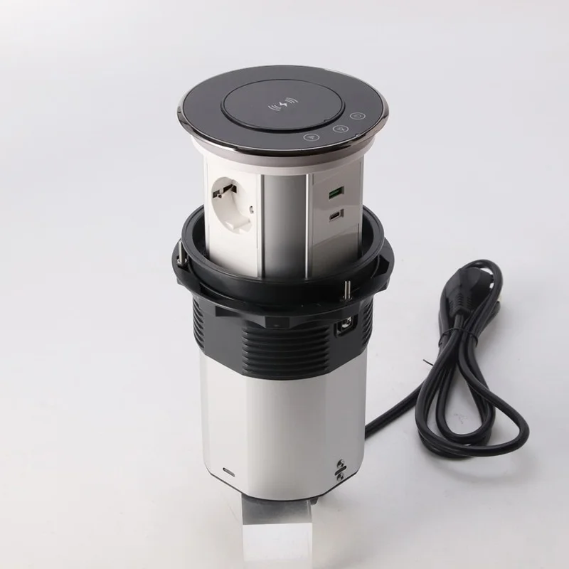 

one-key Touch Glass Motorized Electrical Sockets Lifting Pop Up Socket For Kitchen Office Home Study 3 Outlets