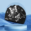 Waterproof Silicone Swim Caps for Women Men High Ealsitc Long Hair Ear Protection Swimming Cap Butterfly Printed Adult Swim Caps 5