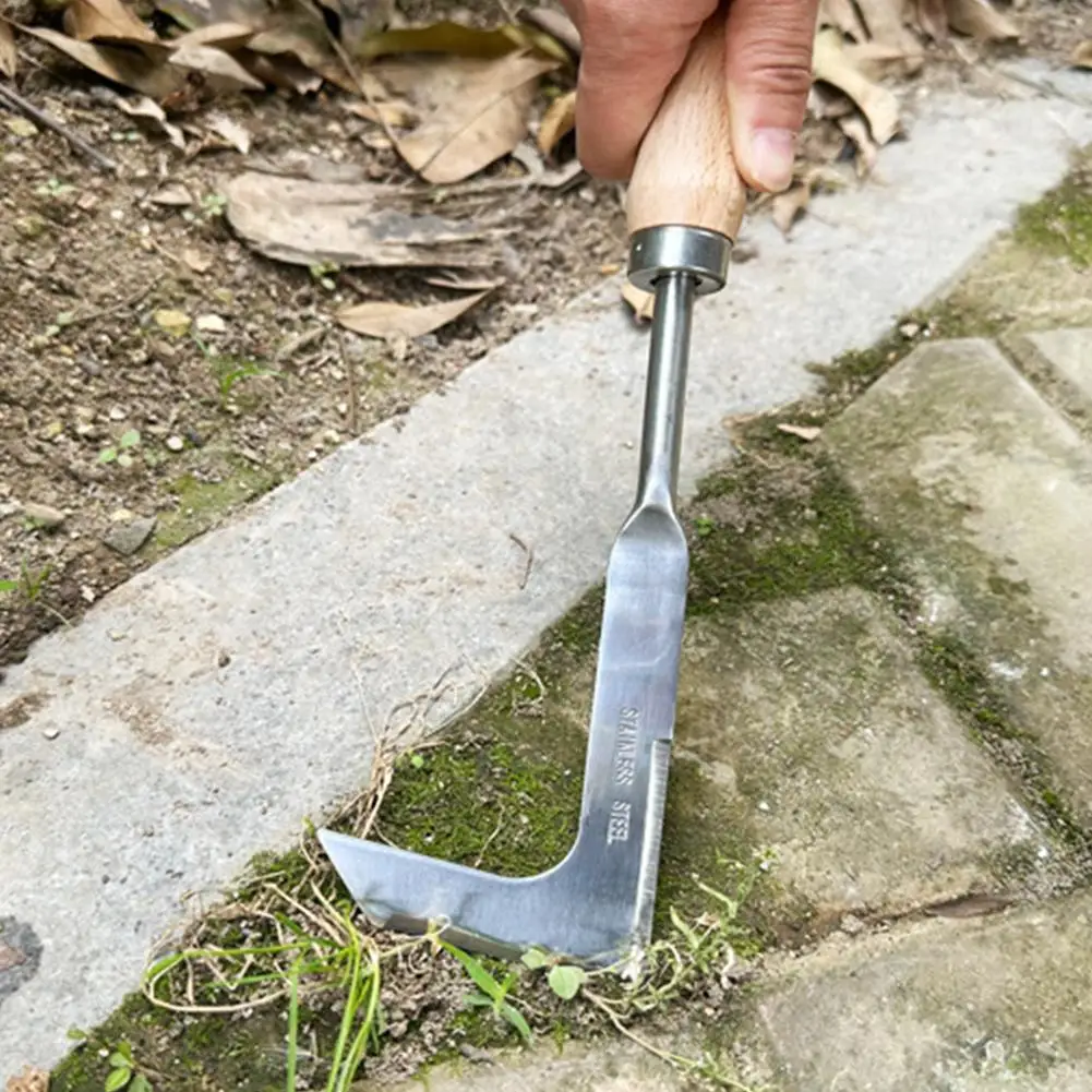 Crack Weeder Crevice Weeding Tool Stainless Steel Manual Weeder Beech Handle Lawn Yard Gardening Tool 4