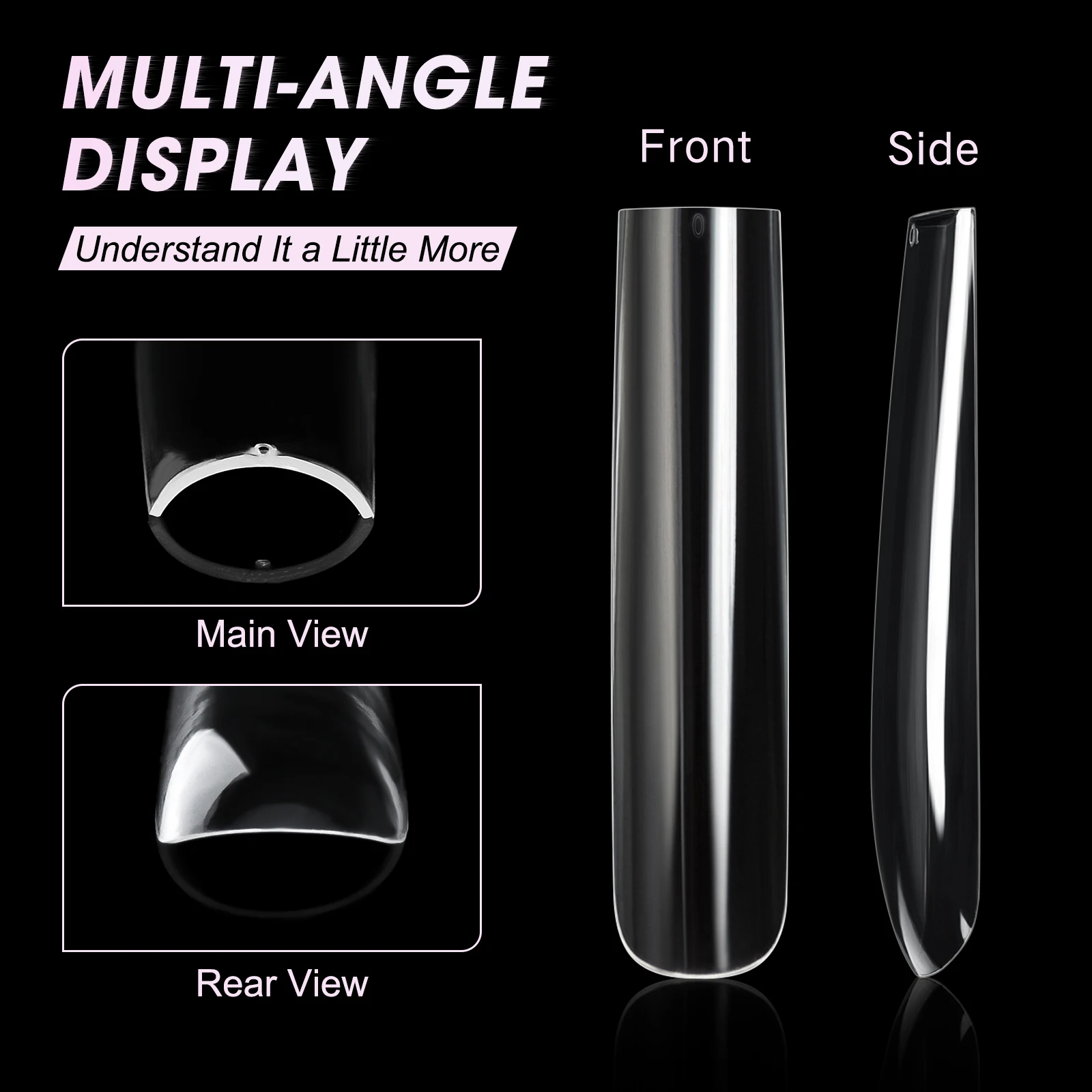 Extra Long Square Full Cover Nail Tips 240PCS Clear Full Cover Fake Nails False Nails 12 Sizes Square Press on Fake Nail Tips