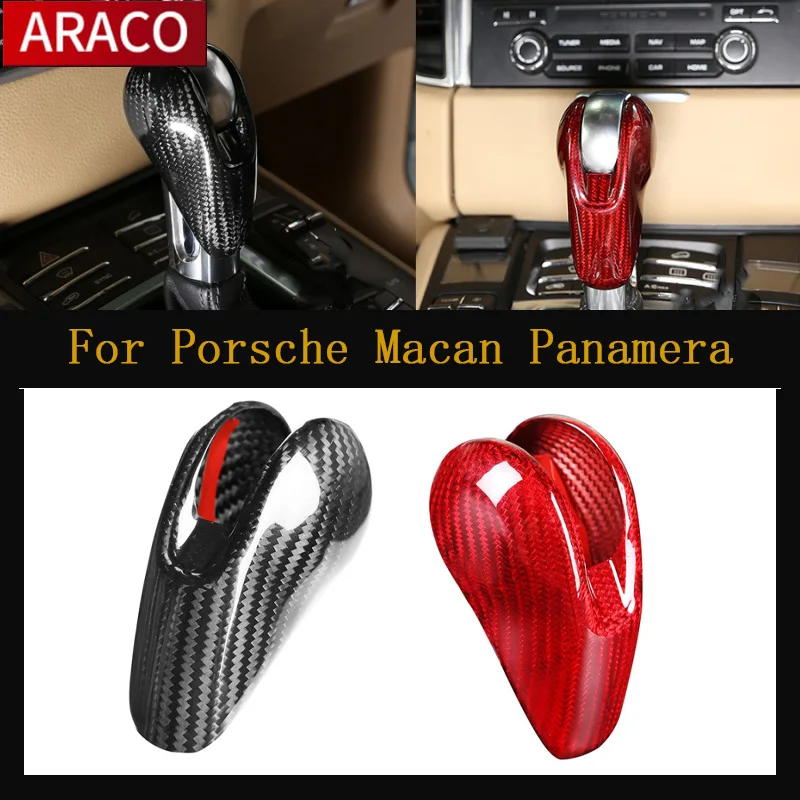 

For Porsche Macan Panamera Wooeight Real Carbon Fiber Panel Trim Protective Gearshift Lever Console Parking Panel Switch Cover