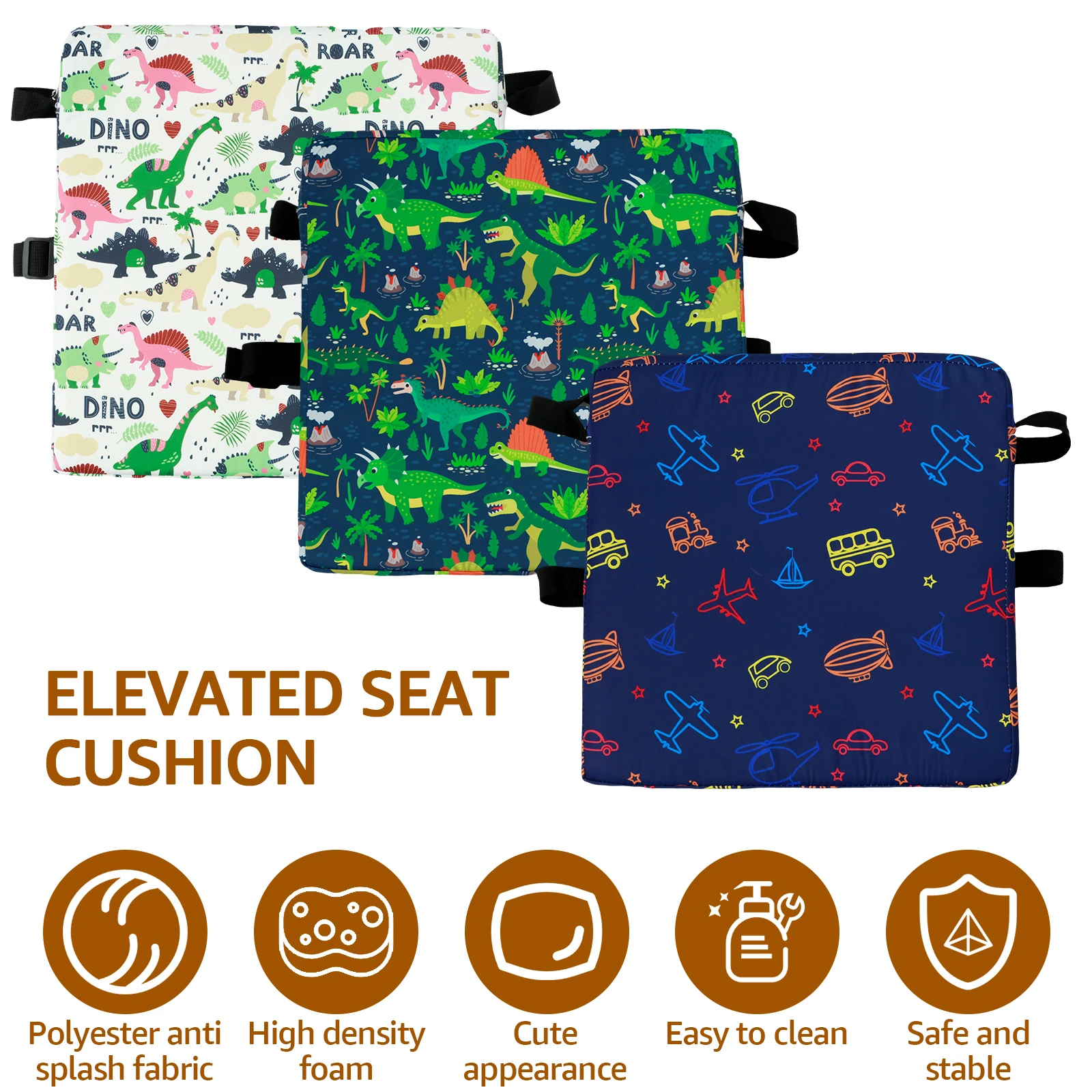 Kids Booster Seat Pad Non Slip Cushion Adjustable Safety Belt