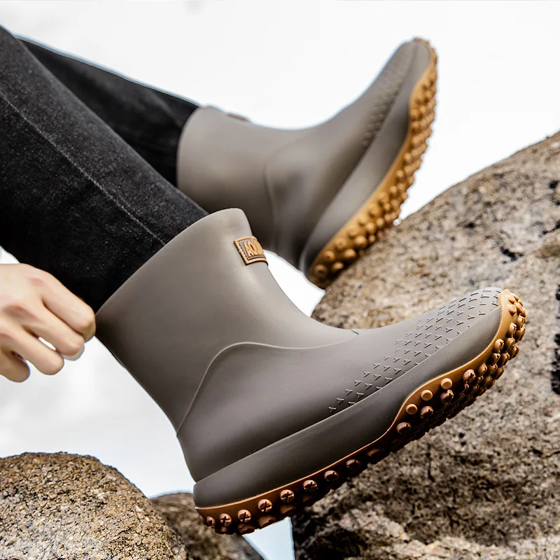 Bottes pluie courtes homme anti-dérapantes légères pour pêche et travail aquatique durable