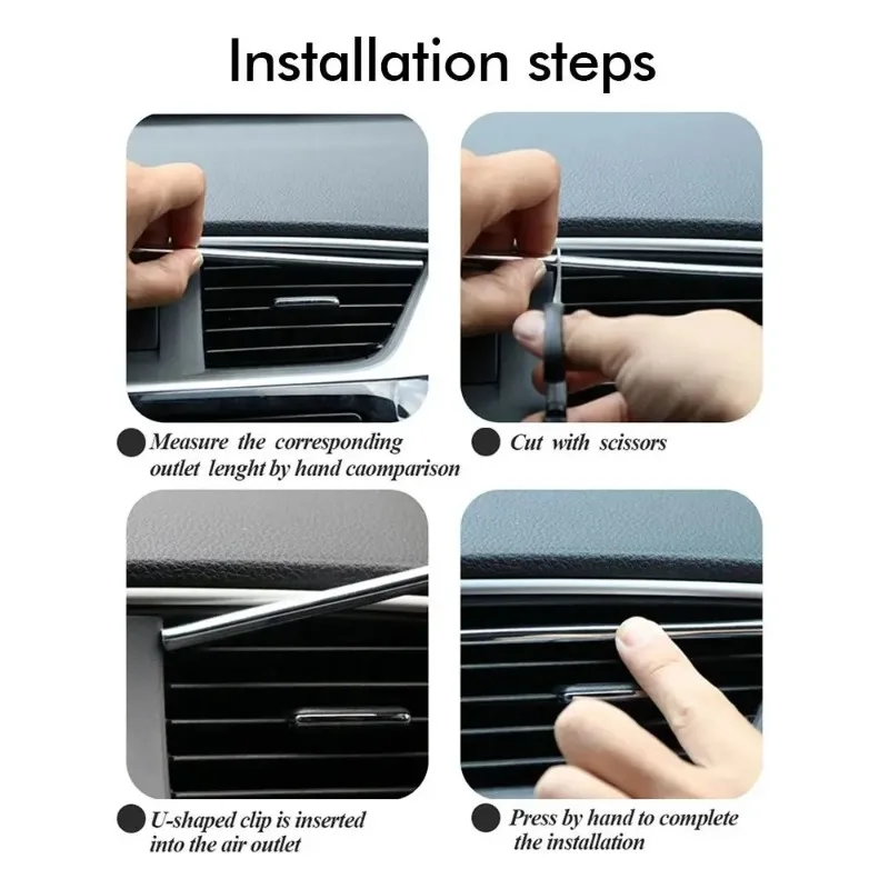 10Pcs 20cm Car Air Conditioner Outlet Decorative U Shape Moulding Trim Decor Strips Car Styling Door Edge Corner Protector
