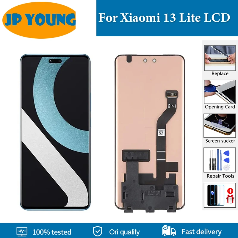 

ЖК-дисплей 6,55 дюйма AMOLED для Xiao mi 13 Lite, сенсорный экран с дигитайзером в сборе, запасные части для Xiaomi Mi 13 Lite, зеркальный ЖК-дисплей 13 Lite