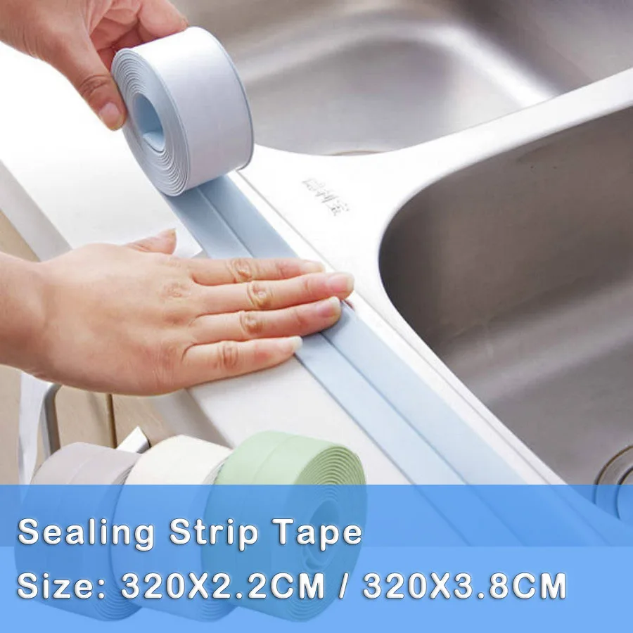 Bathroom Shower Sink Bath Sealing Tape Strip White Pvc Self Adhesive Waterproof Wall Sticker For