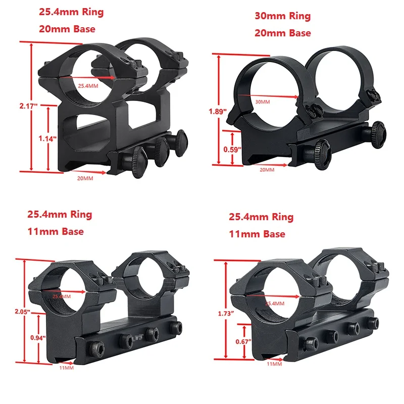 Hunting Scope Ring Mounts 11/20mm Base Optics Scope Pipe Diameter 25.4/30mm Sight Mount Adapter