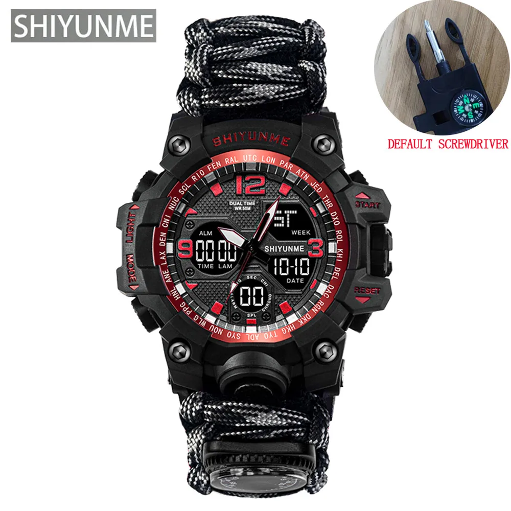 Brand Fashion Men Sports Watches Men Analog Quartz Clock Compass Knitted Strap Military Watch Male Watch Man relogios masculino 