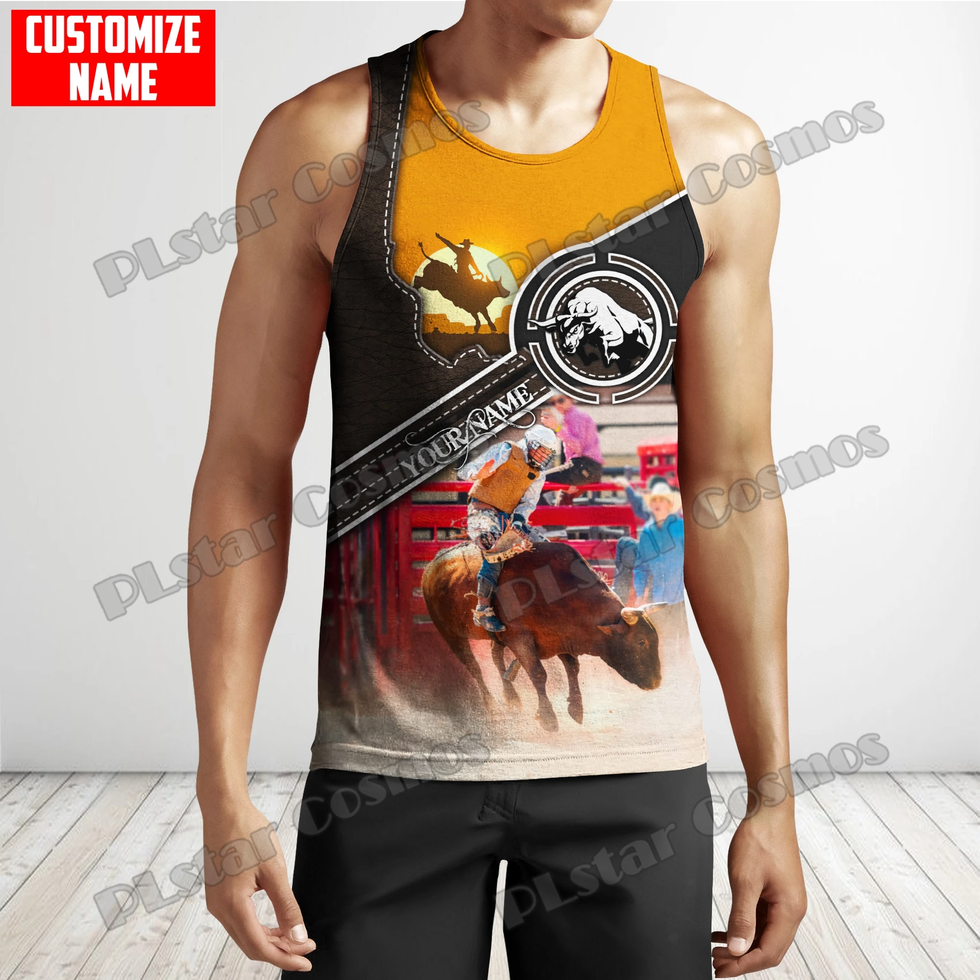 PLstar Cosmos Personalisierter Name Bull Riding 3D All Over Bedruckte Herrenmode Weste Sommer Unisex Harajuku Casual Tank Tops BXD34 – Detail 9