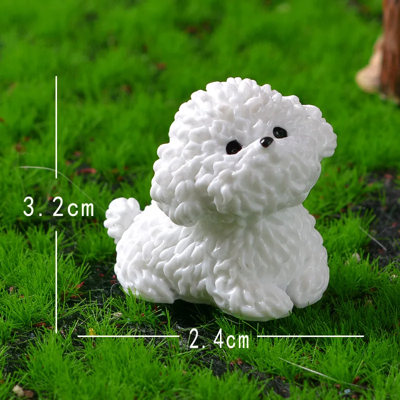 Charming Bichon Frise Dog Figurine - Miniature Craft Ornament for Home and Garden Decor