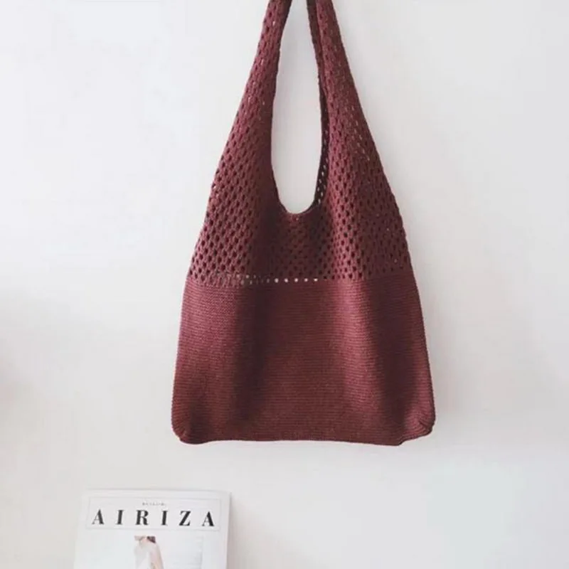 Woven Womens Shoulder Bags Ladies Designer Knitted Braid Handbags Tote Summer Beach Party Bag Purses Shopper Sac Satchel Female 