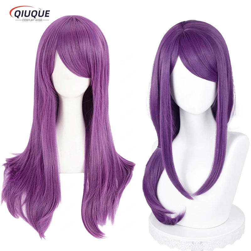 

2 Styles Kamishiro Rize Cosplay Wig Anime Long Wavy Purple Heat Resistant Synthetic Halloween Party Hair Wigs + Wig Cap