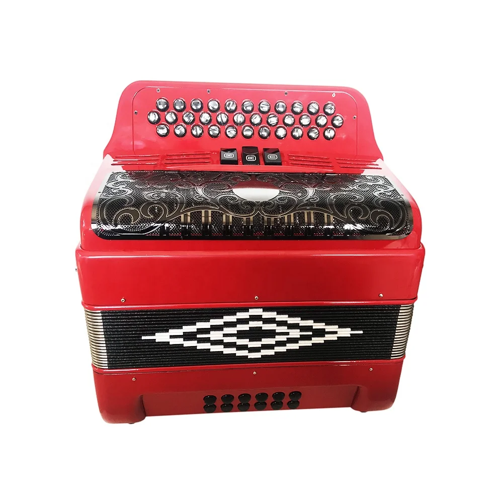 Professional-34-Buttons-12-Bass-3-Registers-Black-Grill-Red-Accordion ...