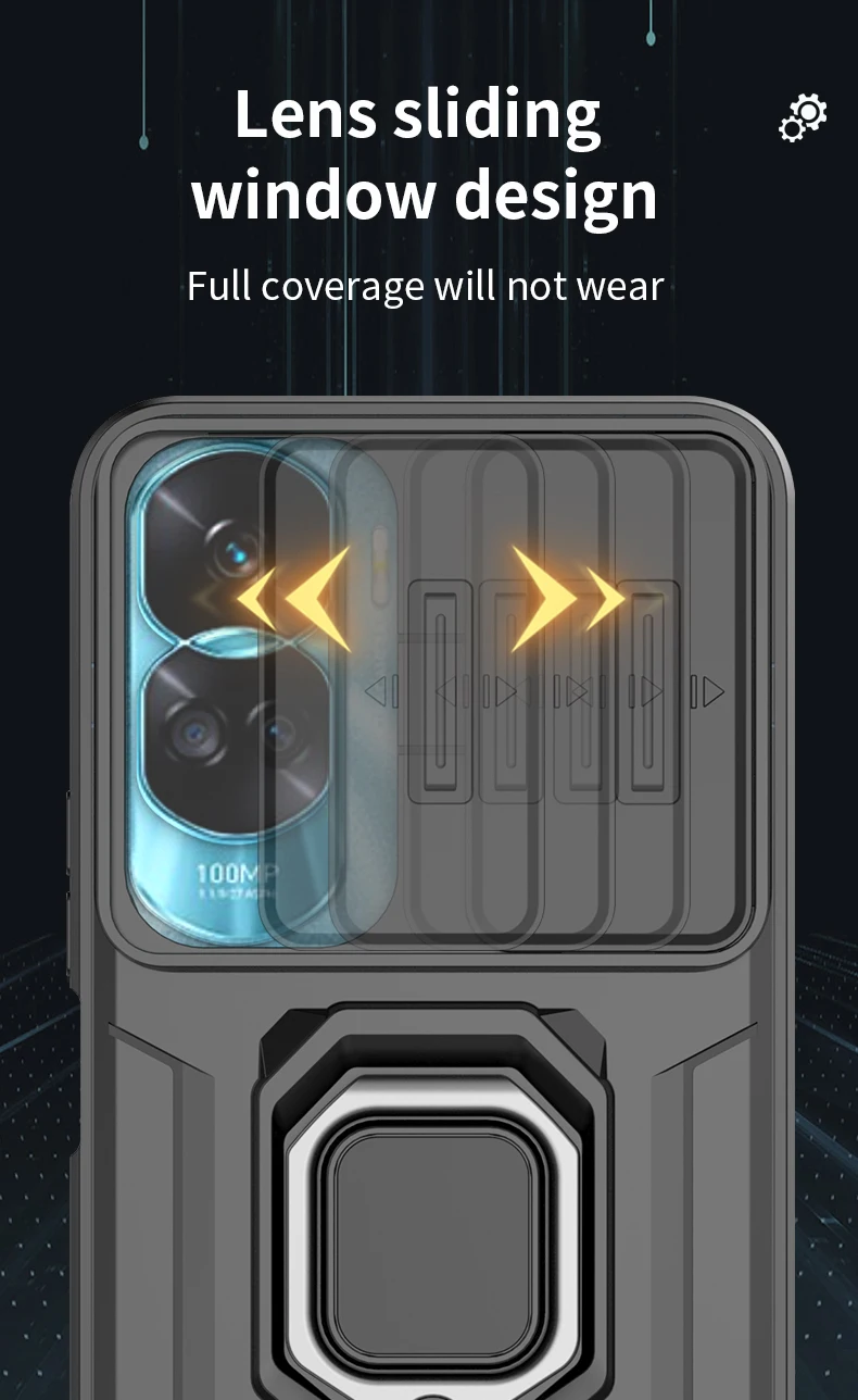 Slide Lens Camera Case For Honor 90 Lite Iskunkestävä Armor Back Coque Huawei Mate 60 Pro Honer90 Light X50i 5G -puhelimelle_voghion.com