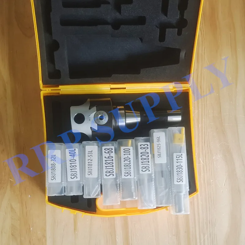 R8(7/16-20 UNF inch thread end) , F1-18 Type Dia. 75mm Boring Head Set, with 8pcs SBJ18 18mm boring bars, use on milling machine