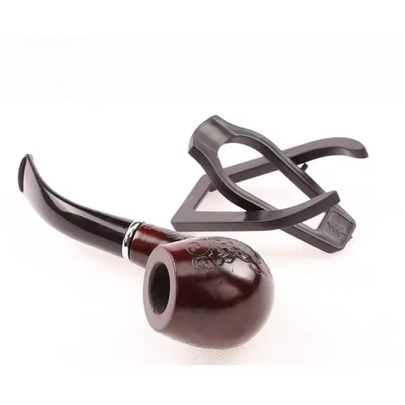 Handmade 14.4cm classic retro fashionable curved wooden smoking tube with beautiful carved patterns smoking tobacco hay tube
