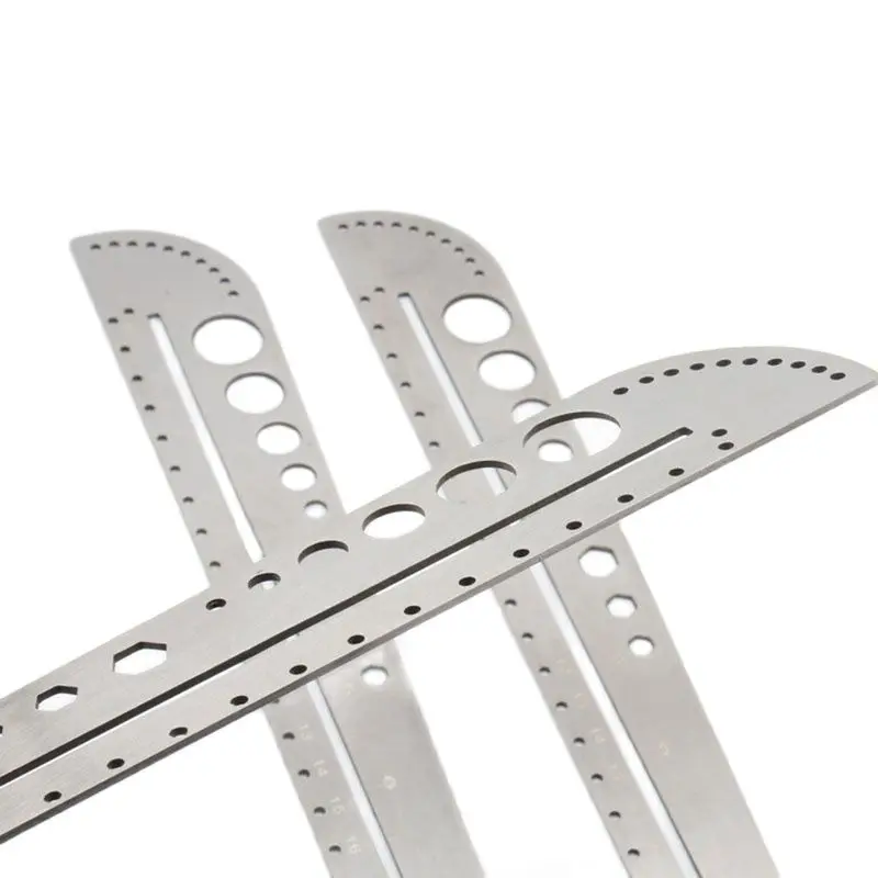 1Pcs Stainless Steel Ruler Round Template Protractor Ruler Measuring Tool DIY Leather Craft
