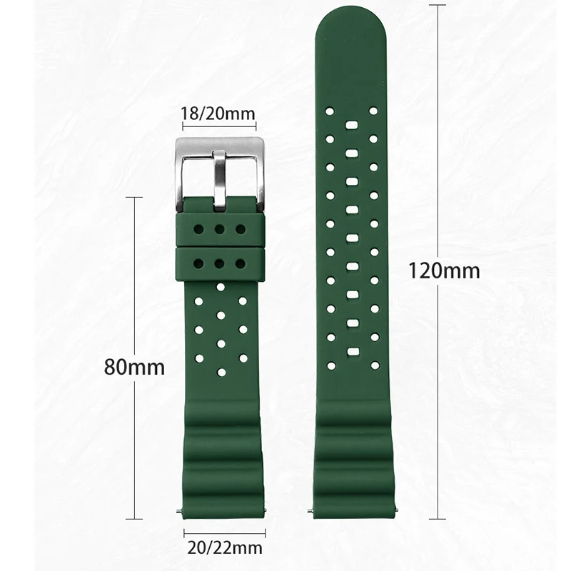 High Tensile Silicone Waterproof Sport Watch Band - Breathable Rubber Strap with Quick Release