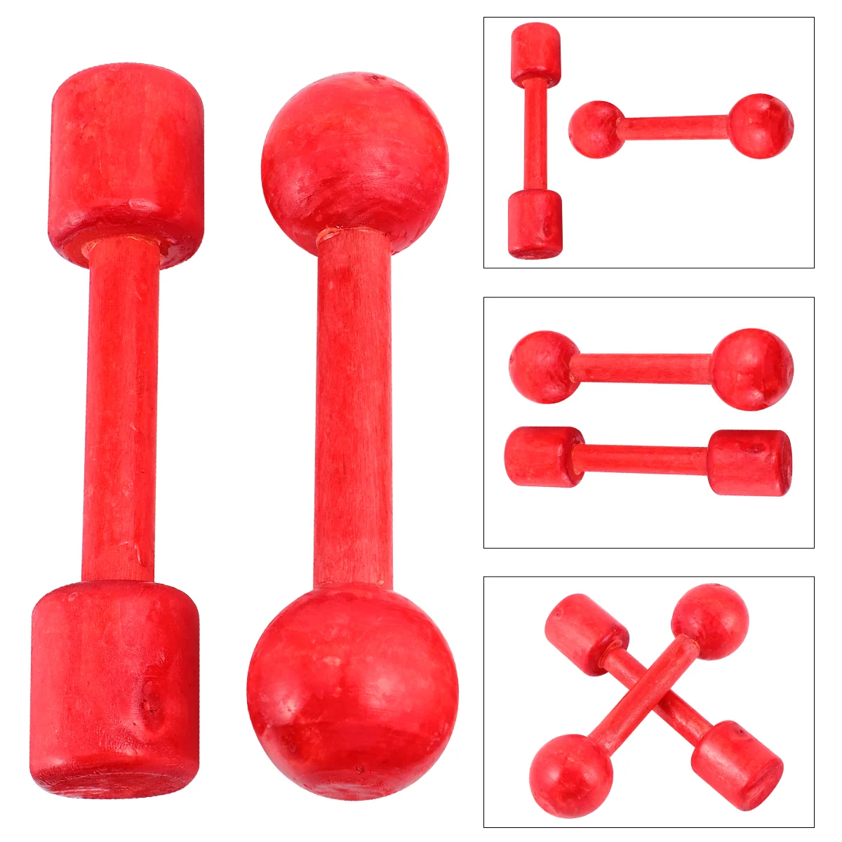 6 Pcs Wooden Dumbbell Children Exercise Toys for Kids Gymnastics Props Fitness Dumbells