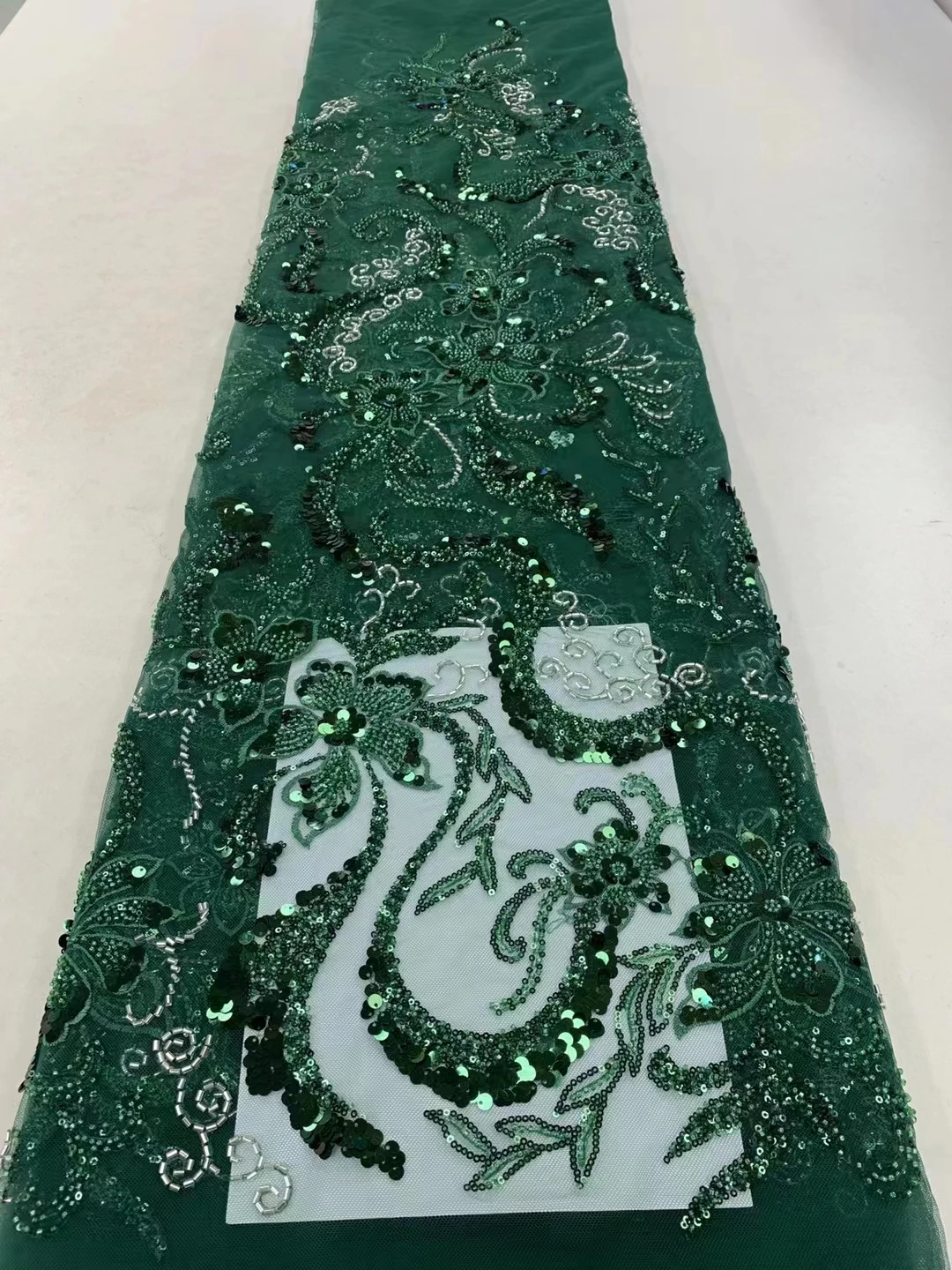 

Luxury African Sequins Lace Fabric 2023 High Quality Groom Nigerian Handmade Beads Embroidery French Tulle Lace Fabric ZX