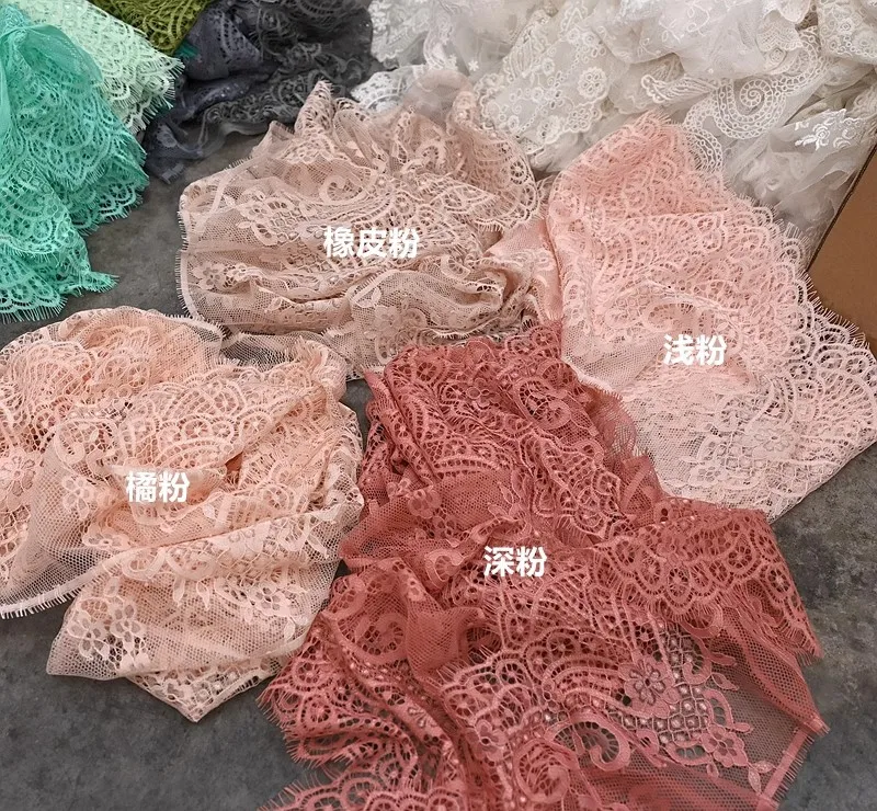 거즈 자수 레이스 트림 액세서리, 드레스 스커트 소매 장식 원단, 18cm 와이드 컬러 속눈썹