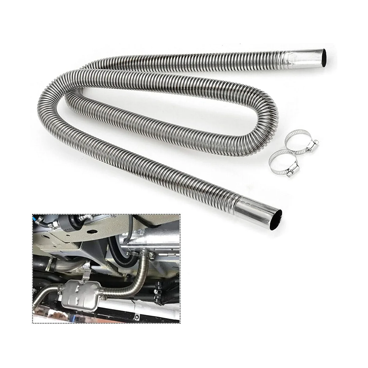 Air Heater Exhaust Pipe, Stainless Steel Exhaust Pipe Parking Air Heater Fuel Tank Gas Vent Hose, 78 Inch