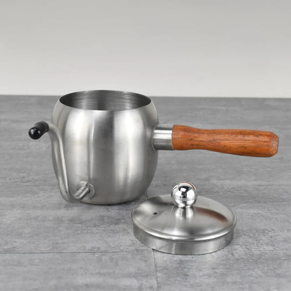Bollitore A Collo Di Cigno In Acciaio Inox 500 Ml Per Caffè A Filtro - Versamento Di Precisione, Manico In Legno, Compatibile Induzione