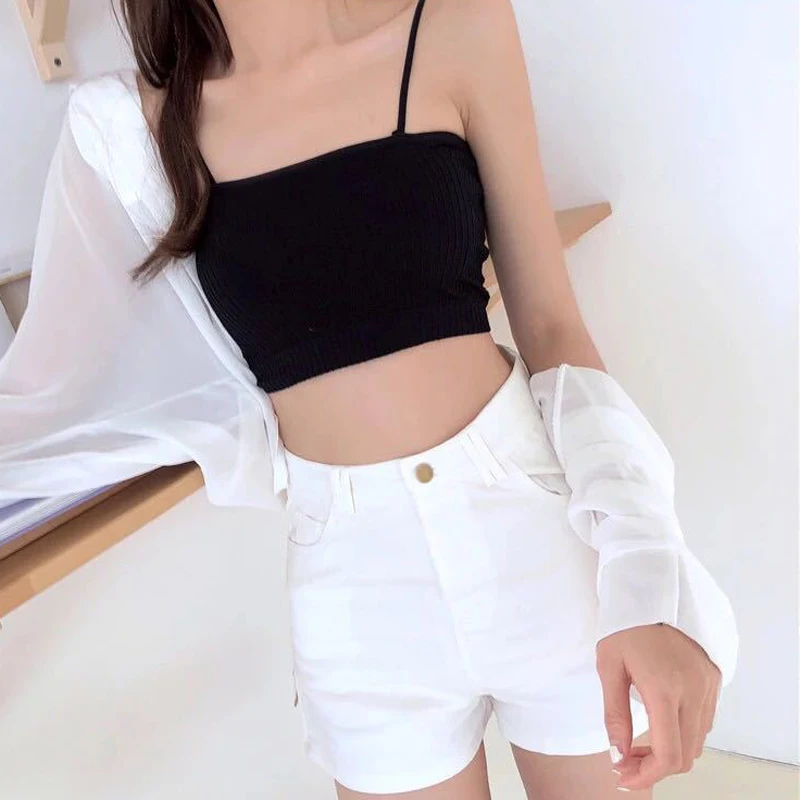 Description Picture 5 of itemSolid Color Sexy Tank Crop Tops Women Summer Basic Crop Top Streetwear Sleeveless Camis Cool Girls Cropped Tee Camisole Femme