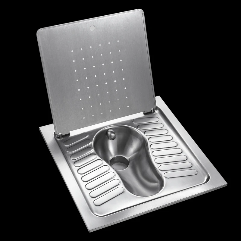 

Western style squat toilet stainless steel flush squat toilet pan with cover