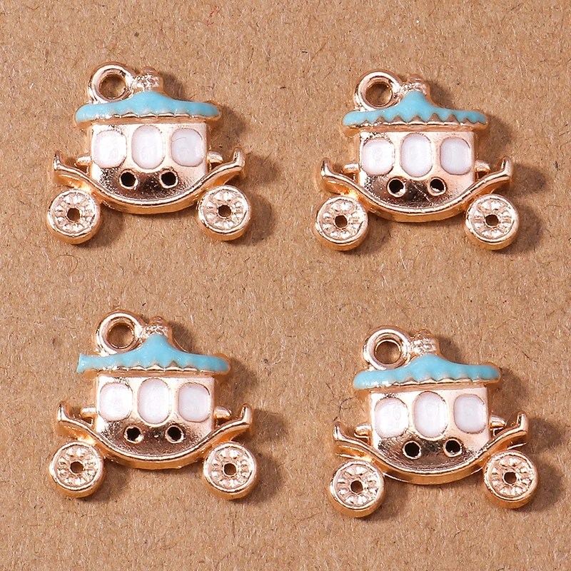 10pcs 15*14mm Enamel Pumpkin Carriage Pendant Charm for Jewelry Making Earrings Necklace DIY Bracelet Accessories Supplies