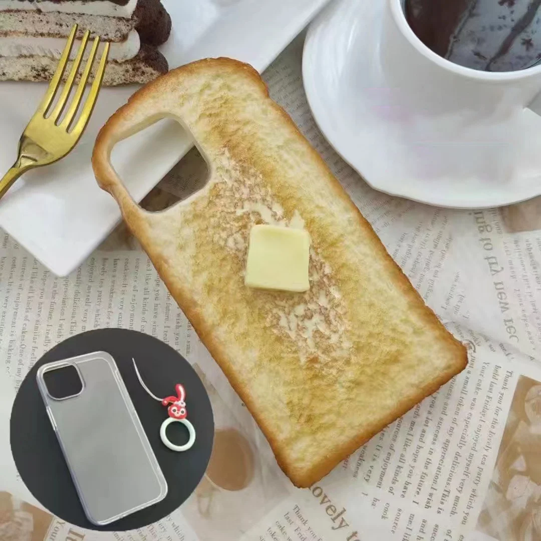 Delicious 3D toast bread phone case Apple suitable for iPhone X Xr 11 12 13 14 pro max phone case simulation bread phone case